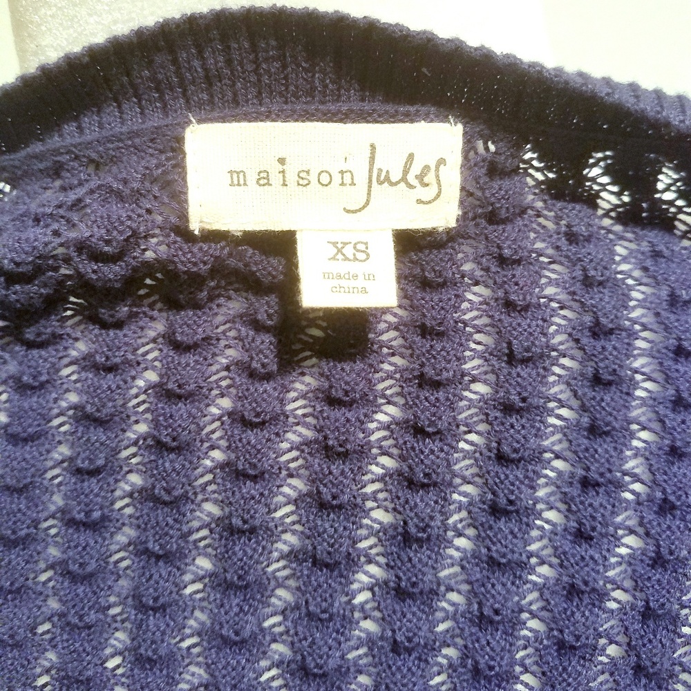 NWT Maison Jules Navy Long Sleeve Sweater size XS - Picture 7 of 8